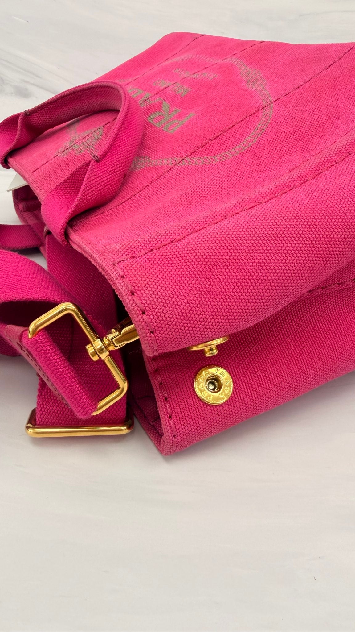 Prada Fuchsia Canvas Canape Small 2Way Tote Bag