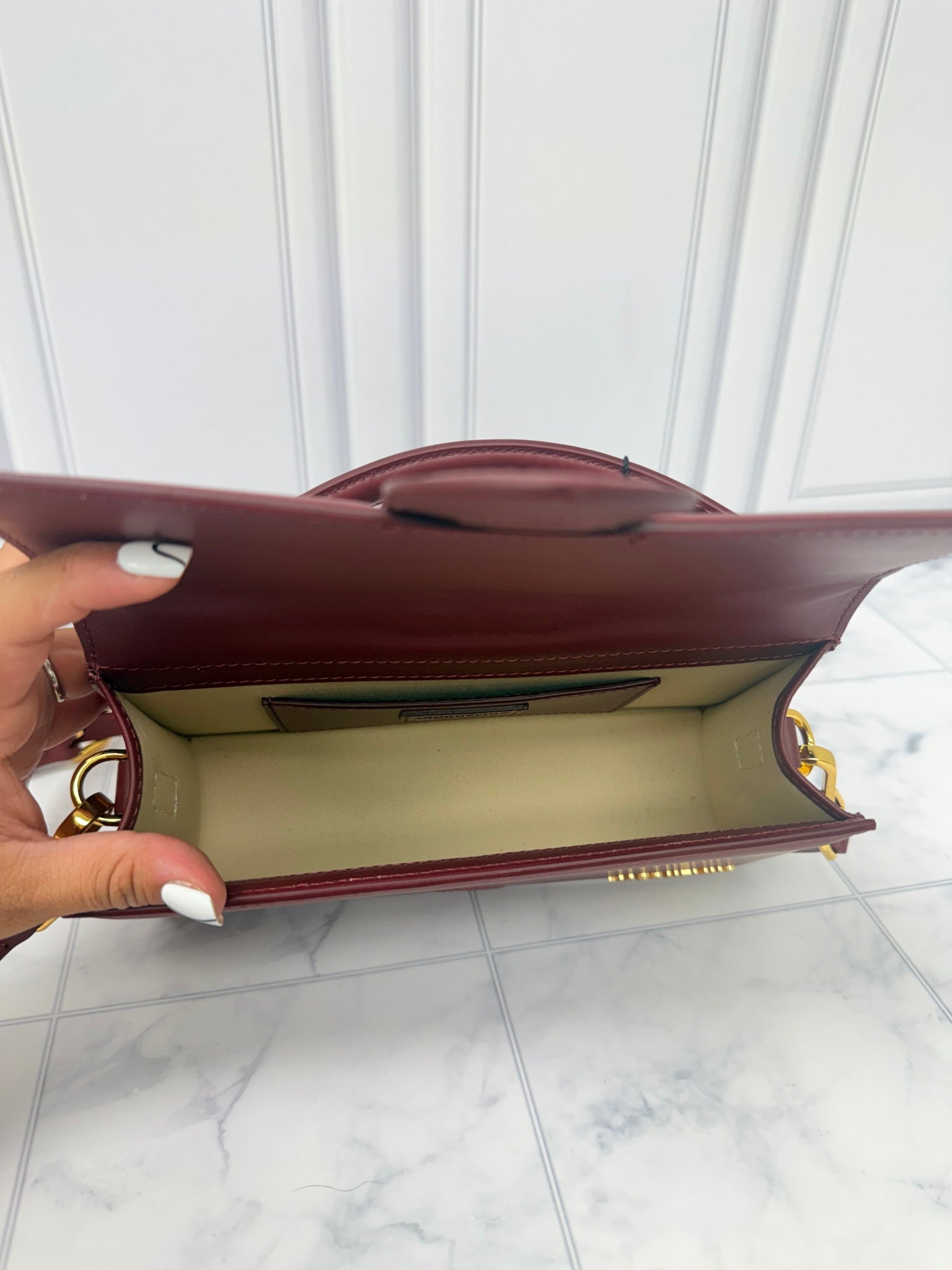 BRAND NEW - Jacquemus Burgundy Leather Le Grand Bambino Handbag 2Way Handbag