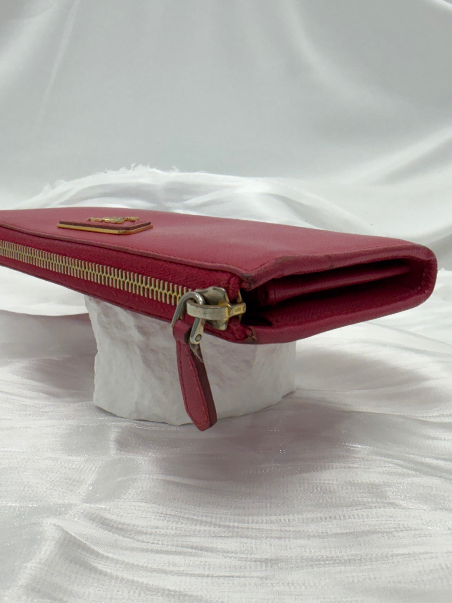 Prada Pink Saffiano Leather Zippy Wallet