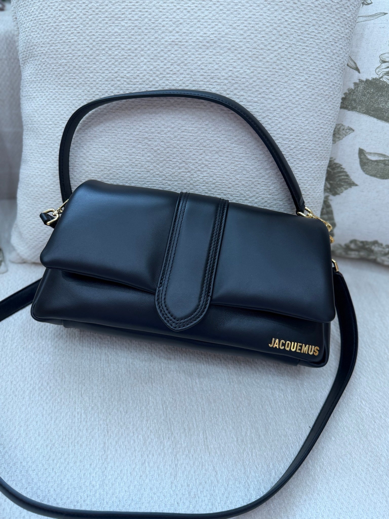 LIKE NEW - Jacquemes Black Leather Le Bambimou 2Way Bag