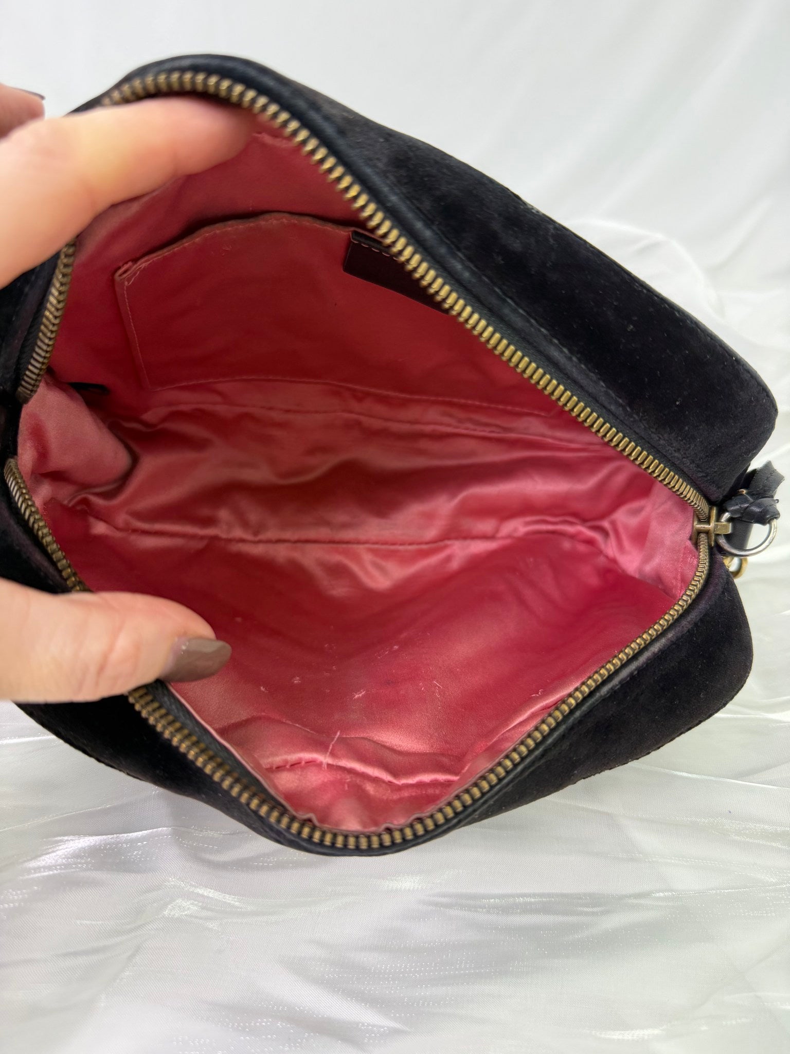 Gucci Black Velvet Marmont Crossbody Bag