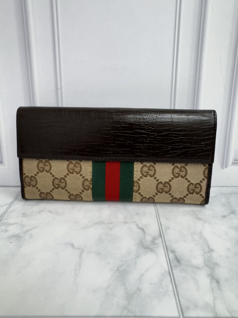 Gucci GG Canvas Sherry Line Jackie Long Wallet