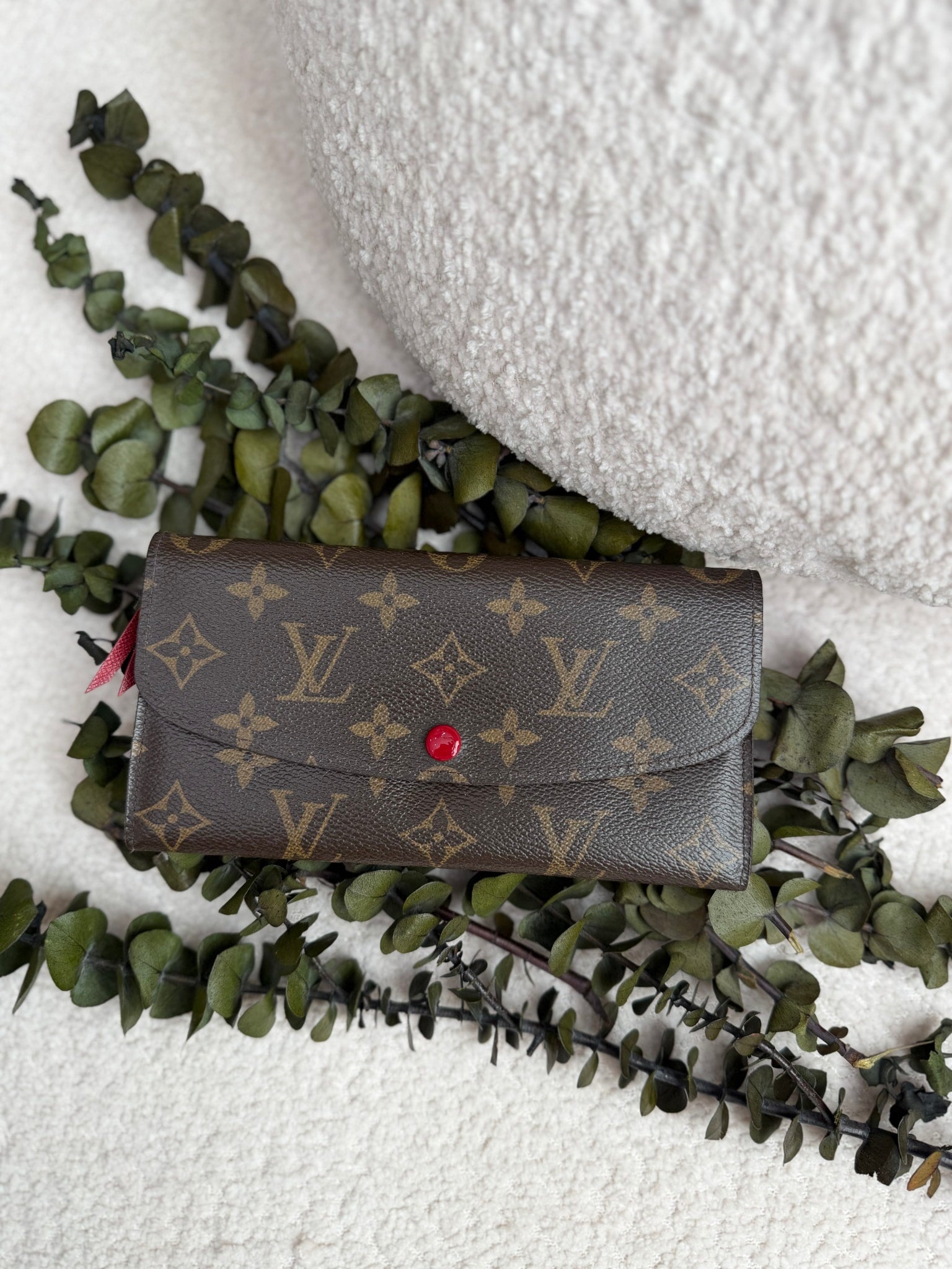 Louis Vuitton Monogram & Red Emilie Wallet