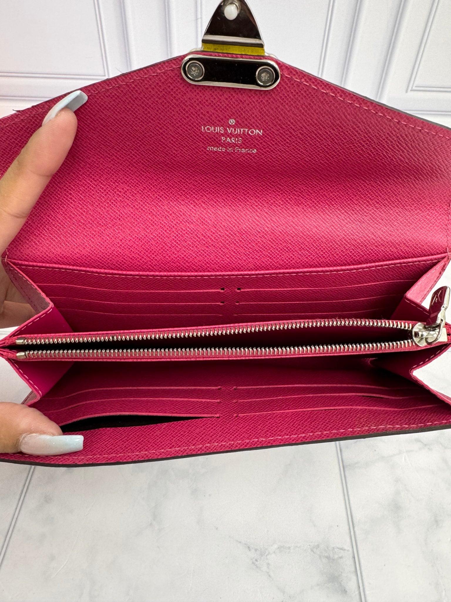 Louis Vuitton Pink And White Epi Tribal Mask Sarah Wallet