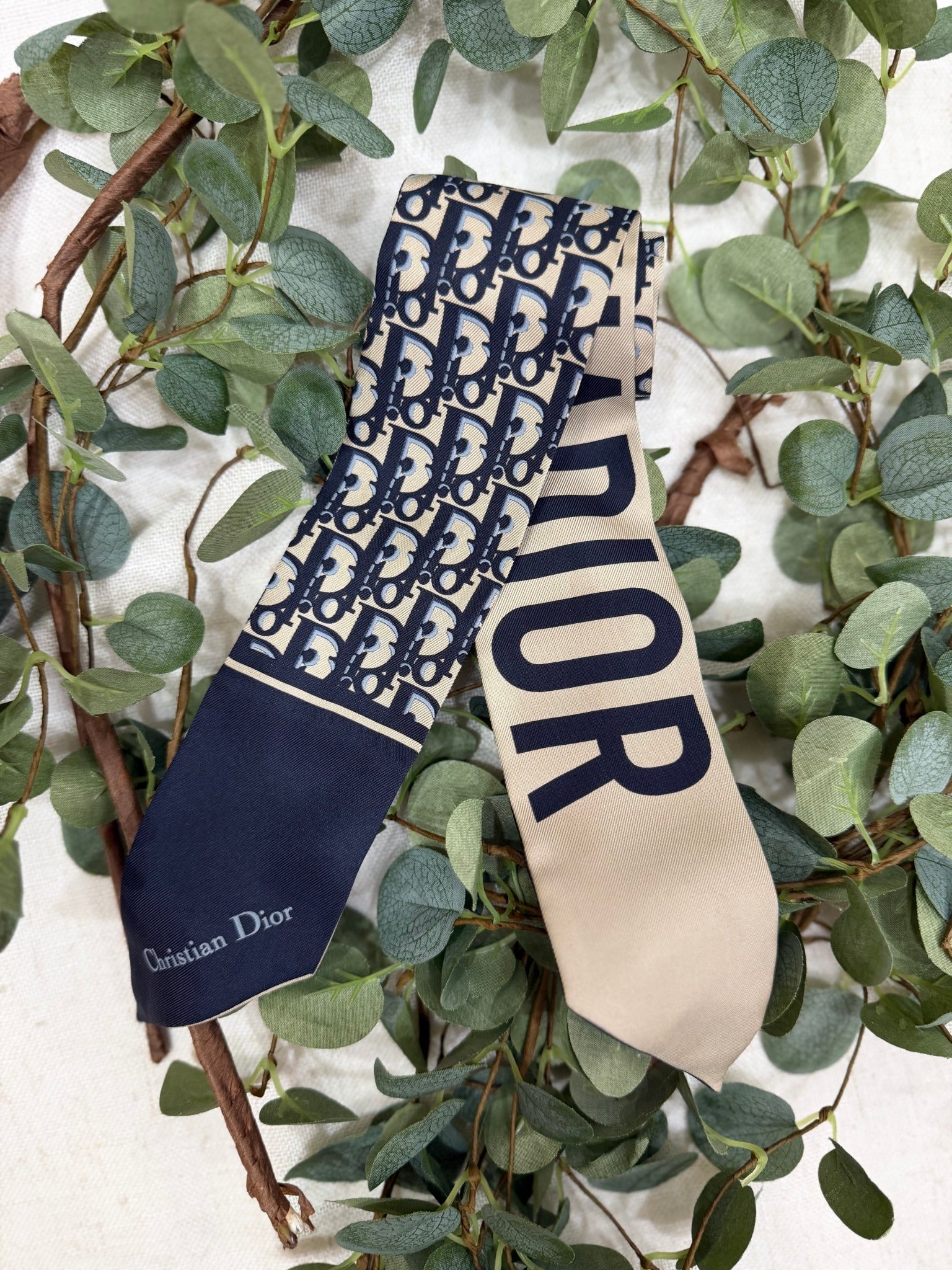 Dior Blue Silk Mitzah Scarf