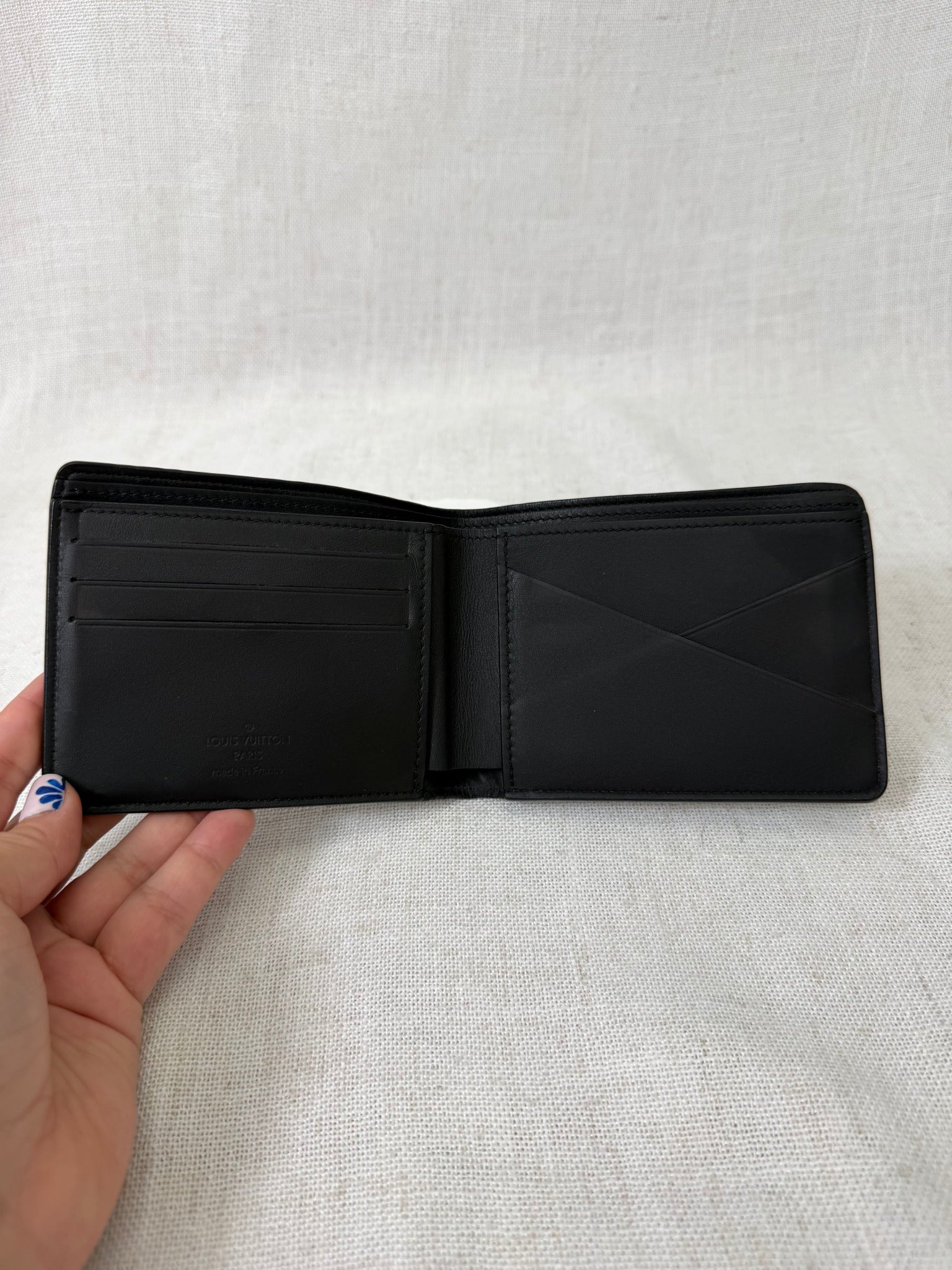 Louis Vuitton Black Calfskin Leather Shadow Monogram Wallet