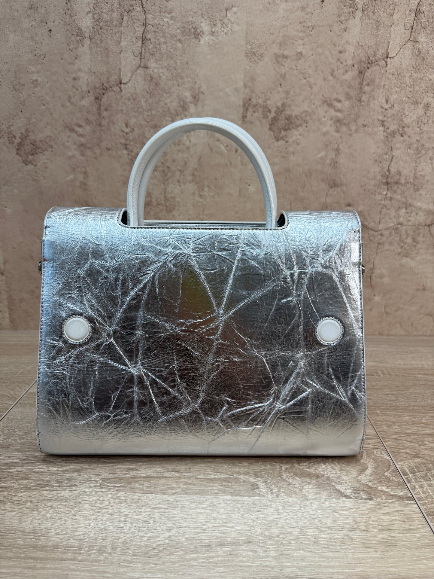 Christian Dior Metallic Silver Medium Diorever Handle Bag