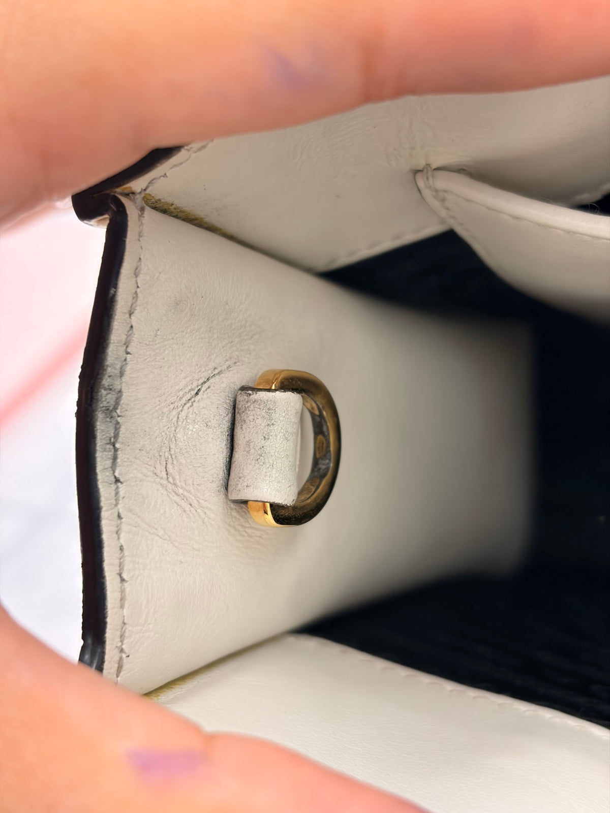 Prada Off White Saffiano Leather Mini Tote Bag