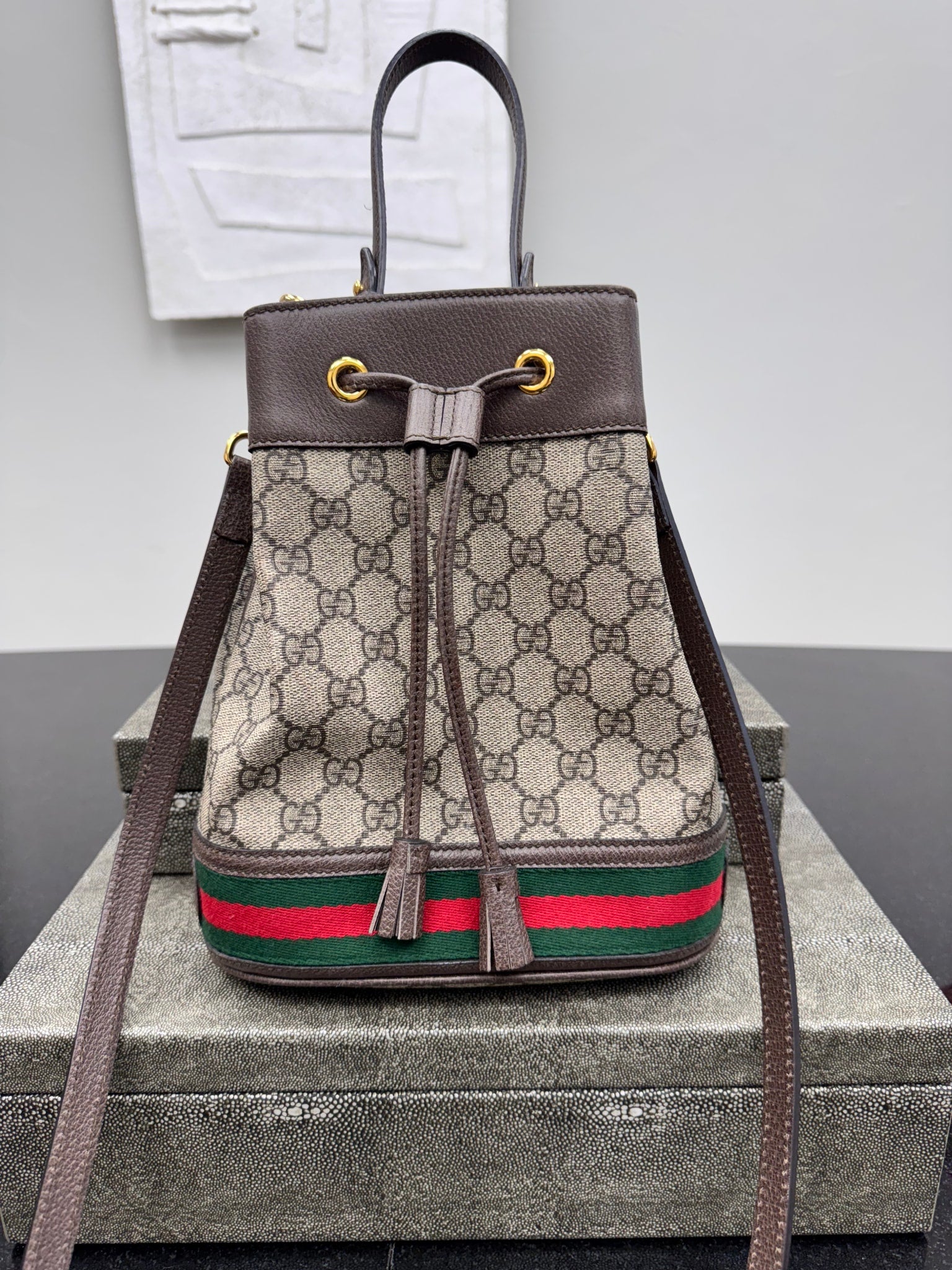 Gucci GG Coated Canvas Ophidia Small Bucket Bag