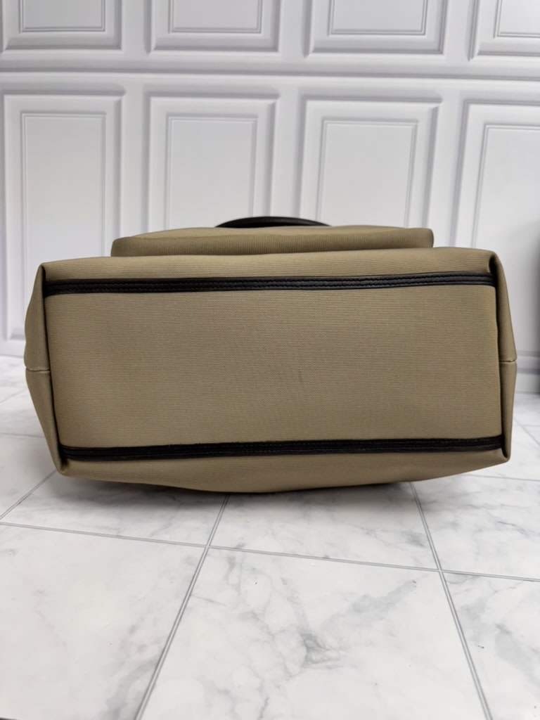 Gucci Khaki Canvas And Leather Large Tote Bag
