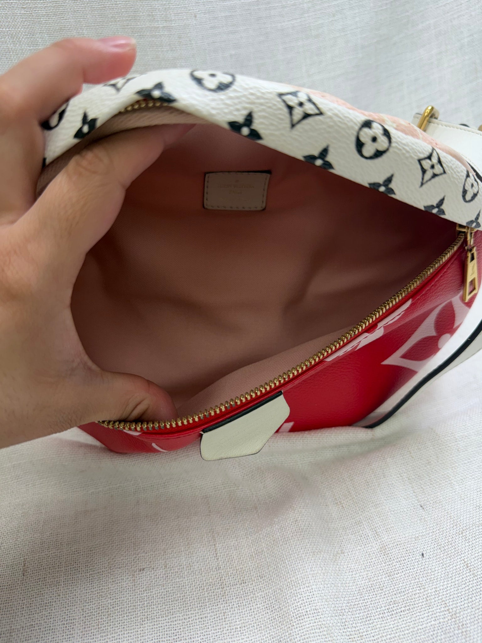 Louis Vuitton Pink Red And White Monogram Giant Bumbag