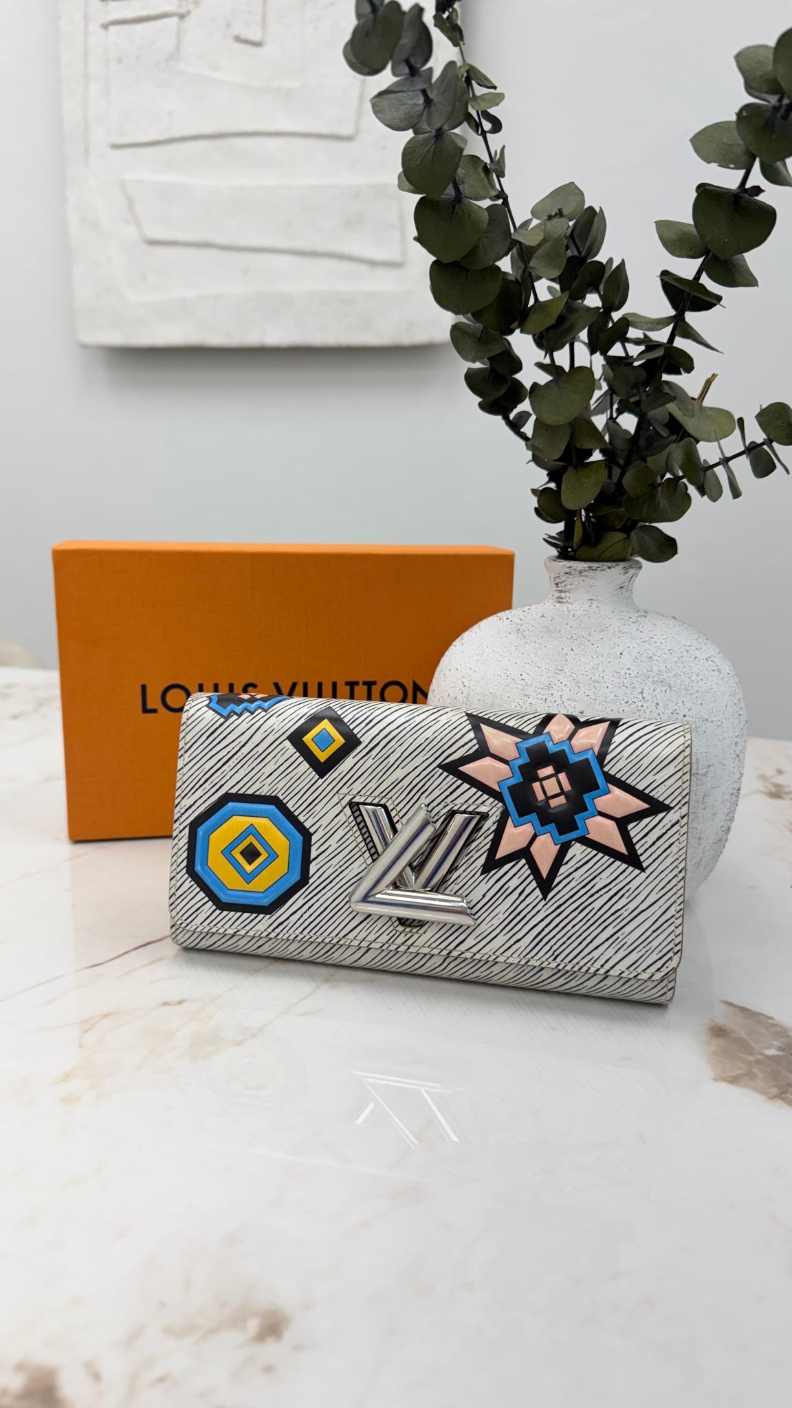 Louis Vuitton Black And White Multicolor Epi Leather Azteque Twist Wallet