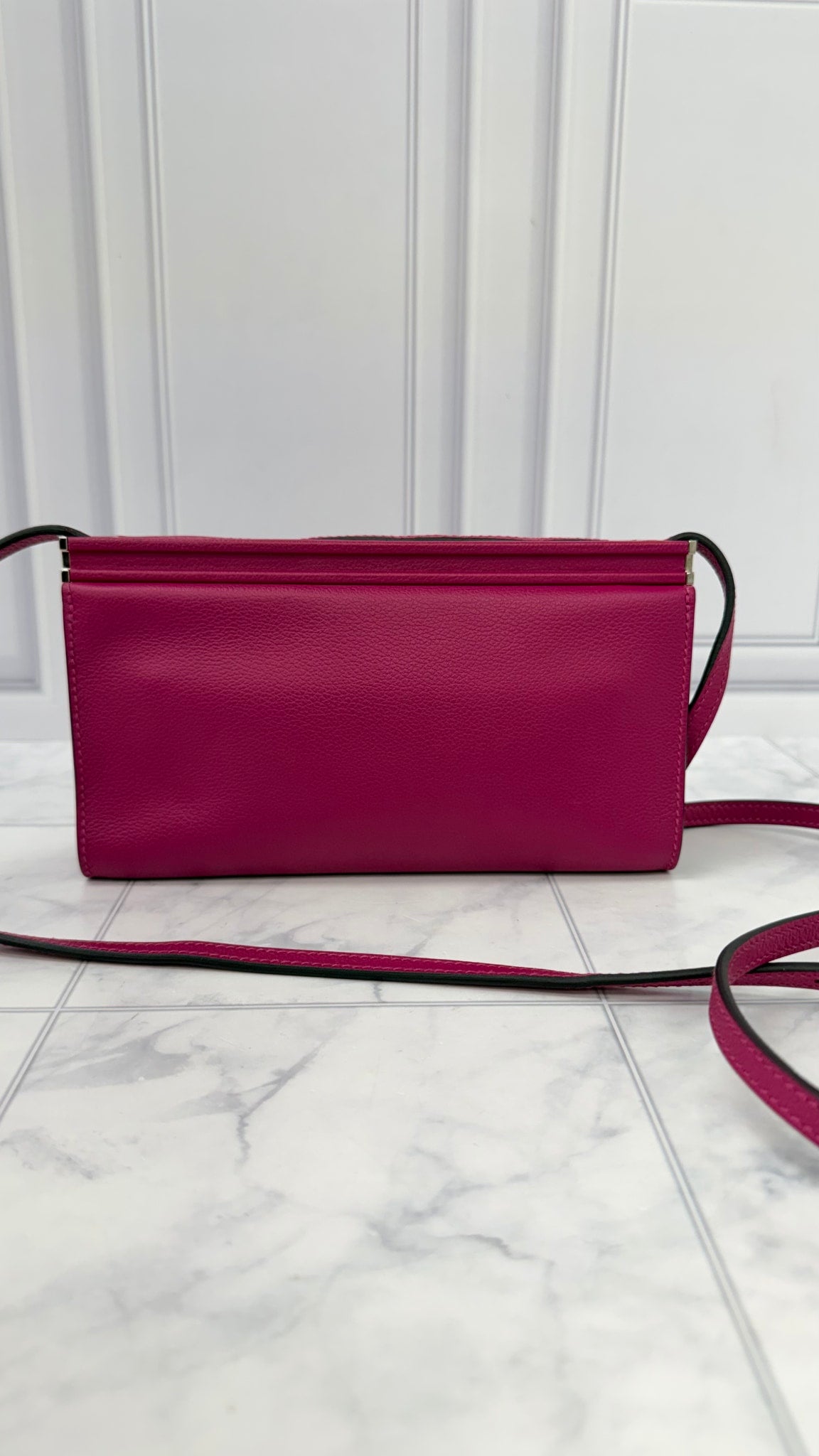 LIKE NEW - Hermes Rose Purple Evercolor Calfskin Leather Clic H 21 Crossbody Bag