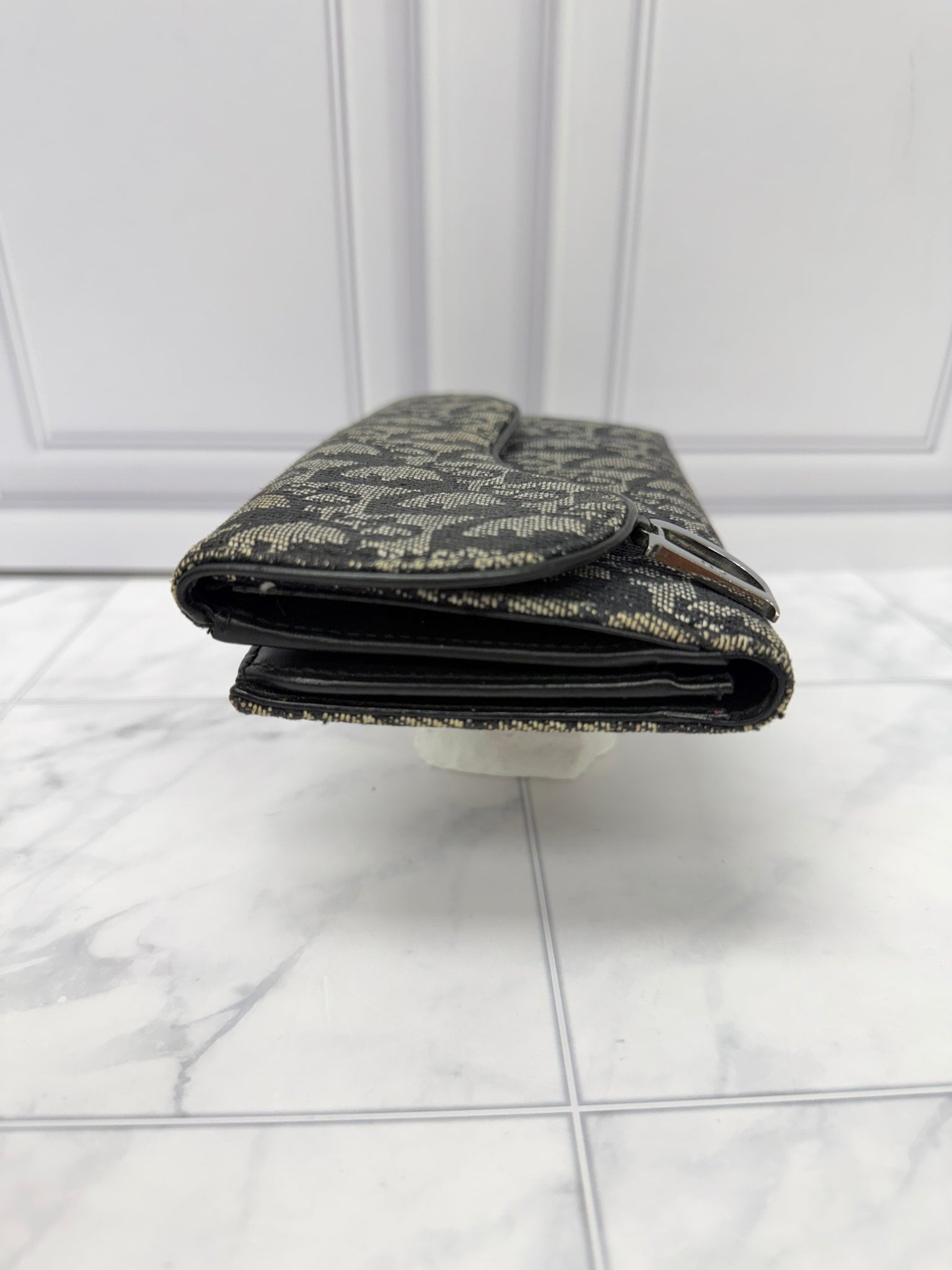 Christian Dior Black Trotter Canvas Saddle Wallet