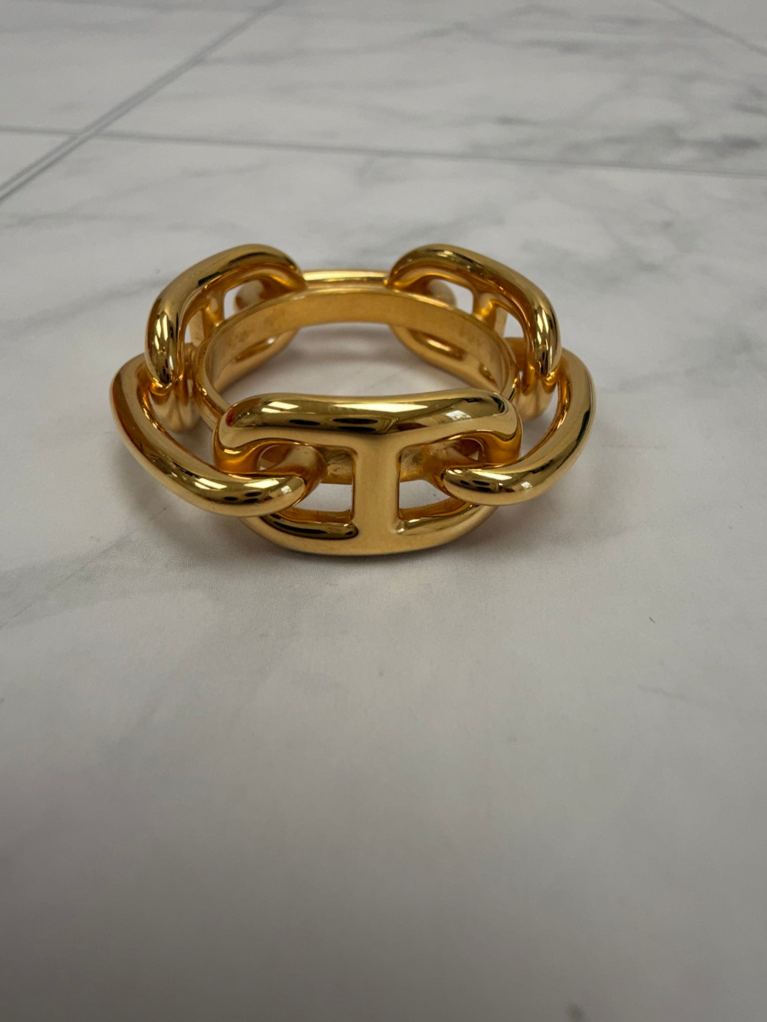 Hermes Gold Regate Chaine D’ancre Scarf Ring