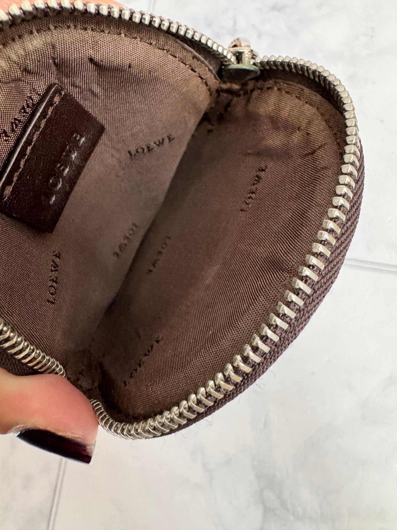 Loewe Brown Anagram Coated Canvas Round Coin Purse