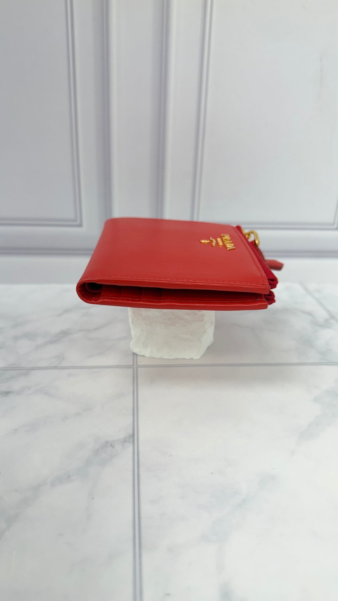 BRAND NEW - Prada Red Leather Compact Wallet
