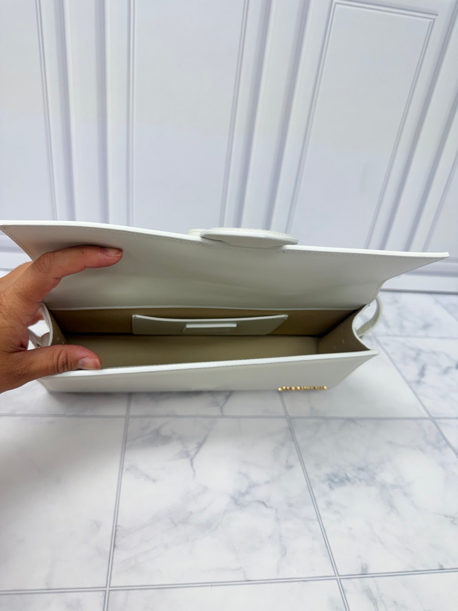 BRAND NEW - Jacquemus White Leather Le Bambino Long Shoulder Bag