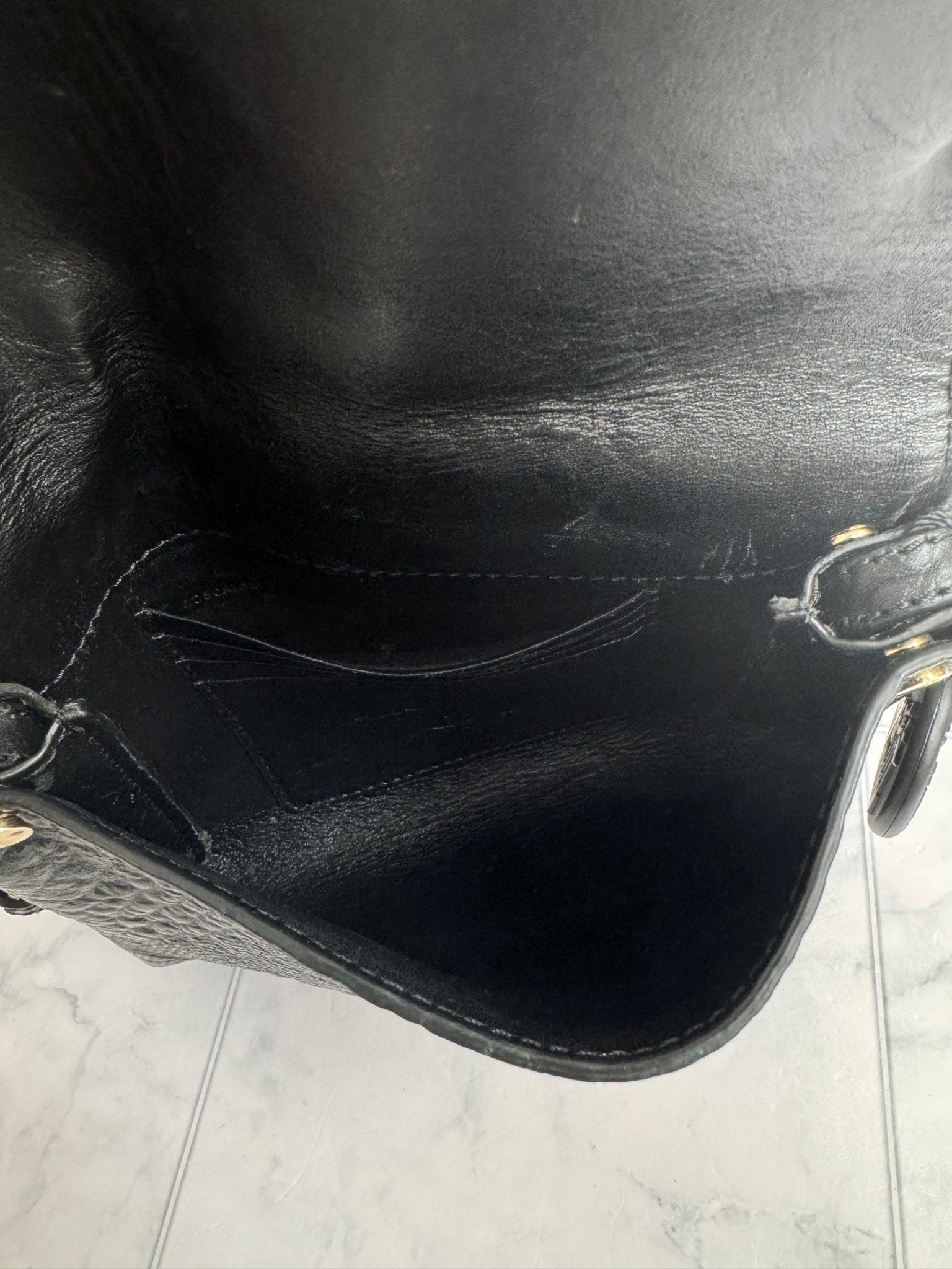 Burberry Black Grained Leather Langley Crossbody Bag