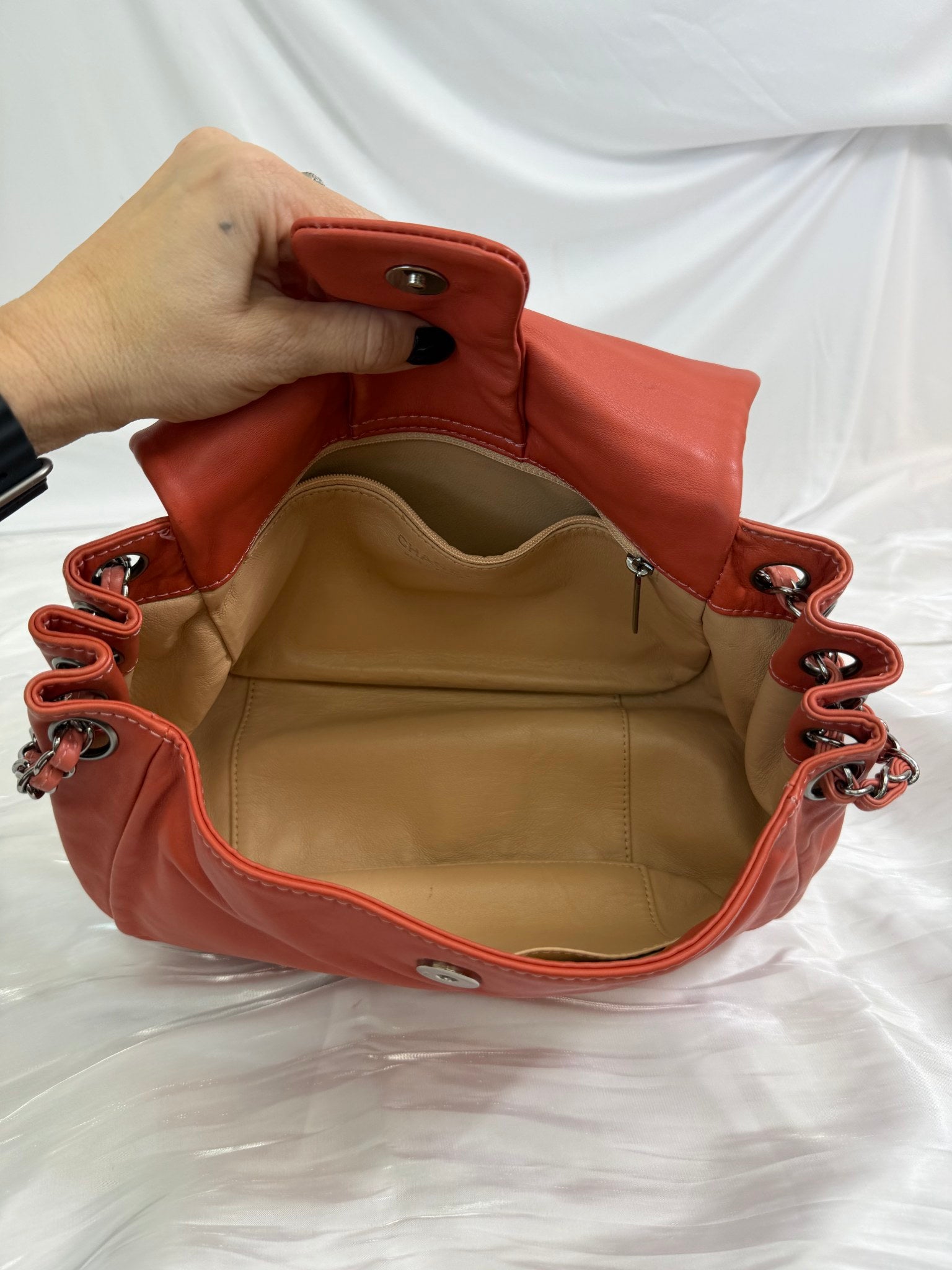 Chanel Coral Calfskin Luxe Ligne Accordion Flap Bag