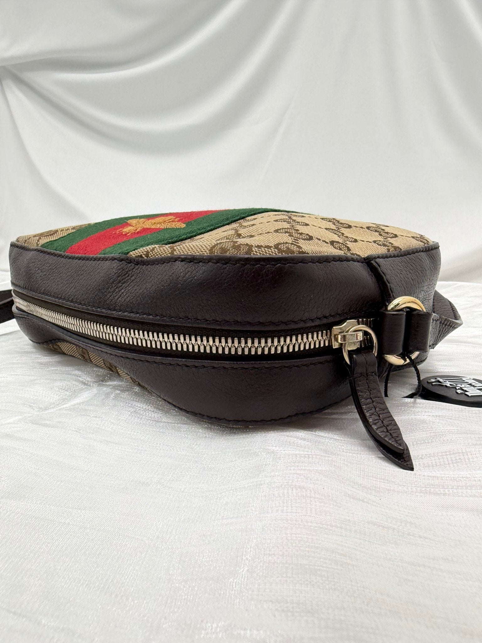 Gucci Brown GG Canvas & Leather Sherry Line Bee Camera Bag