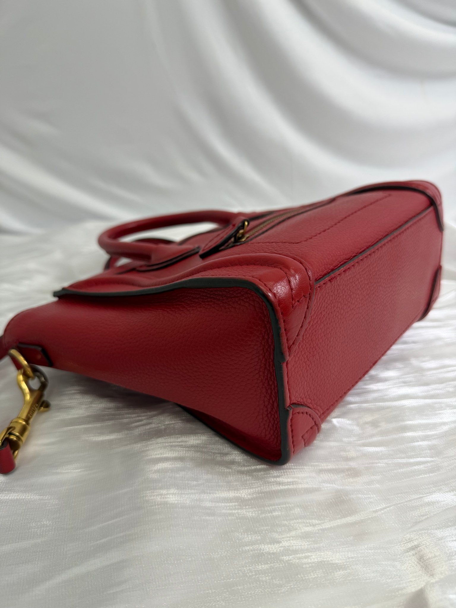 Celine Red Leather Nano Luggage Tote