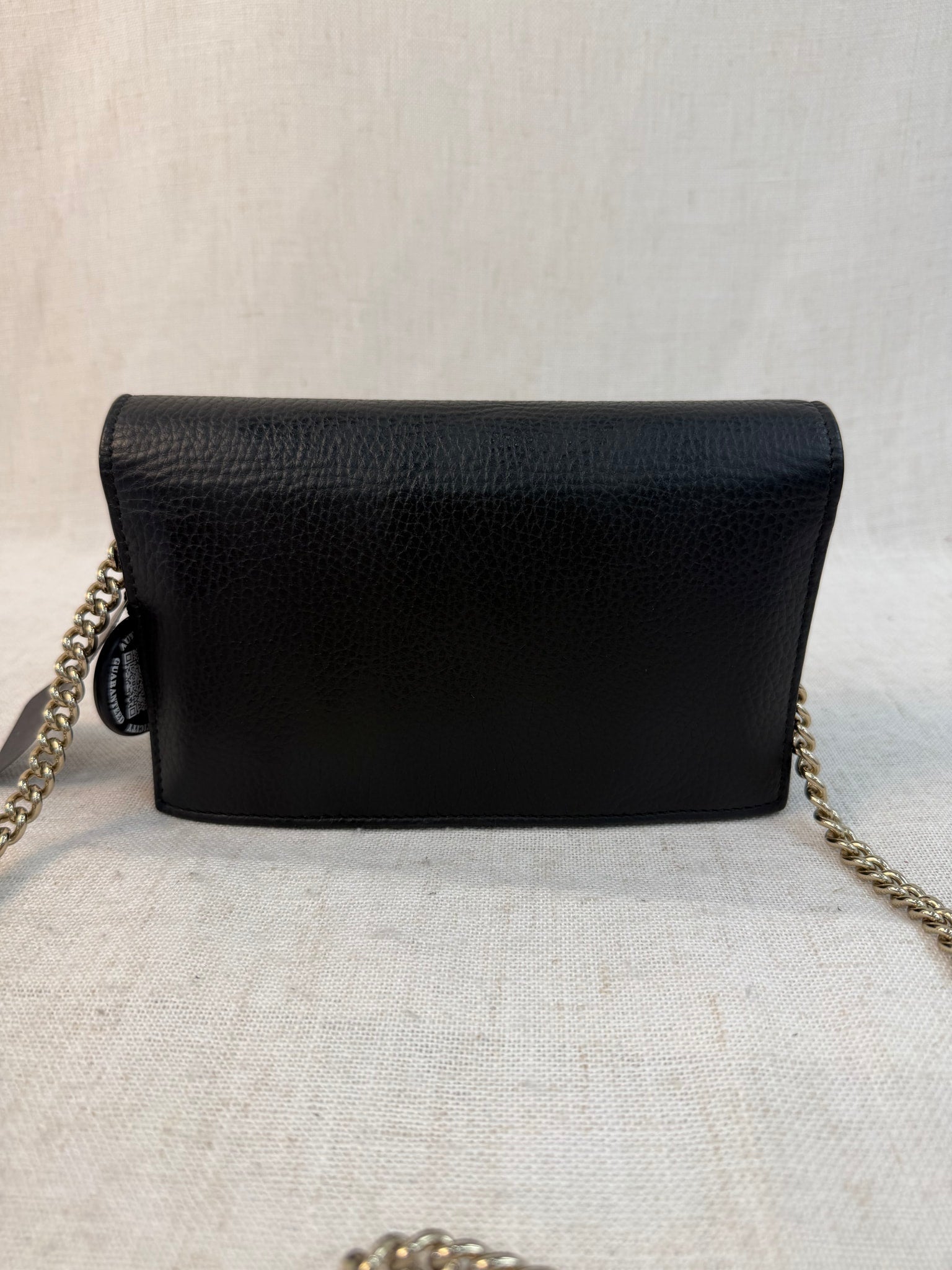 Gucci Black Leather Interlocking G Wallet On Chain Bag