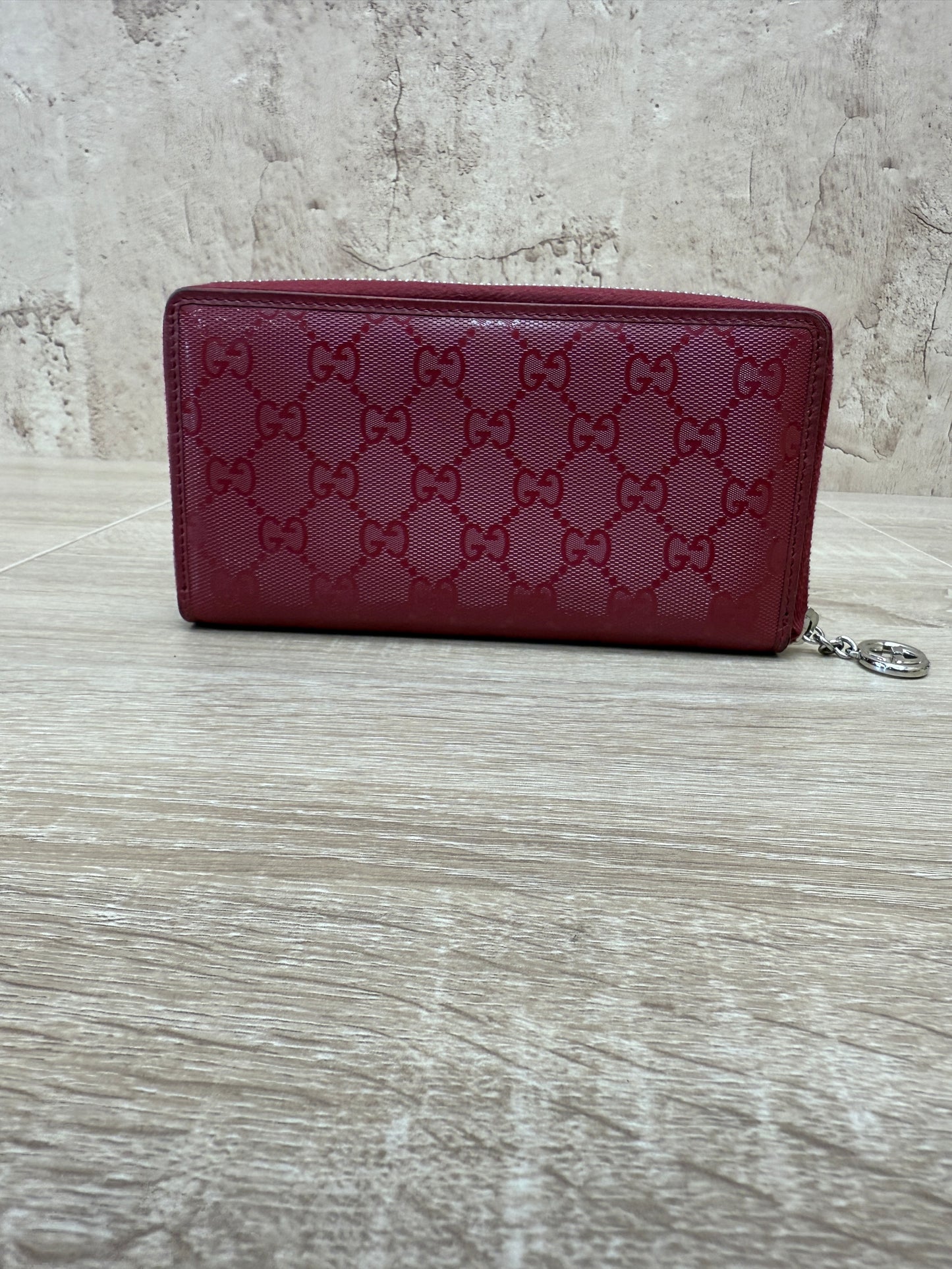 Gucci Wine Red Microguccissima Leather Zippy Wallet