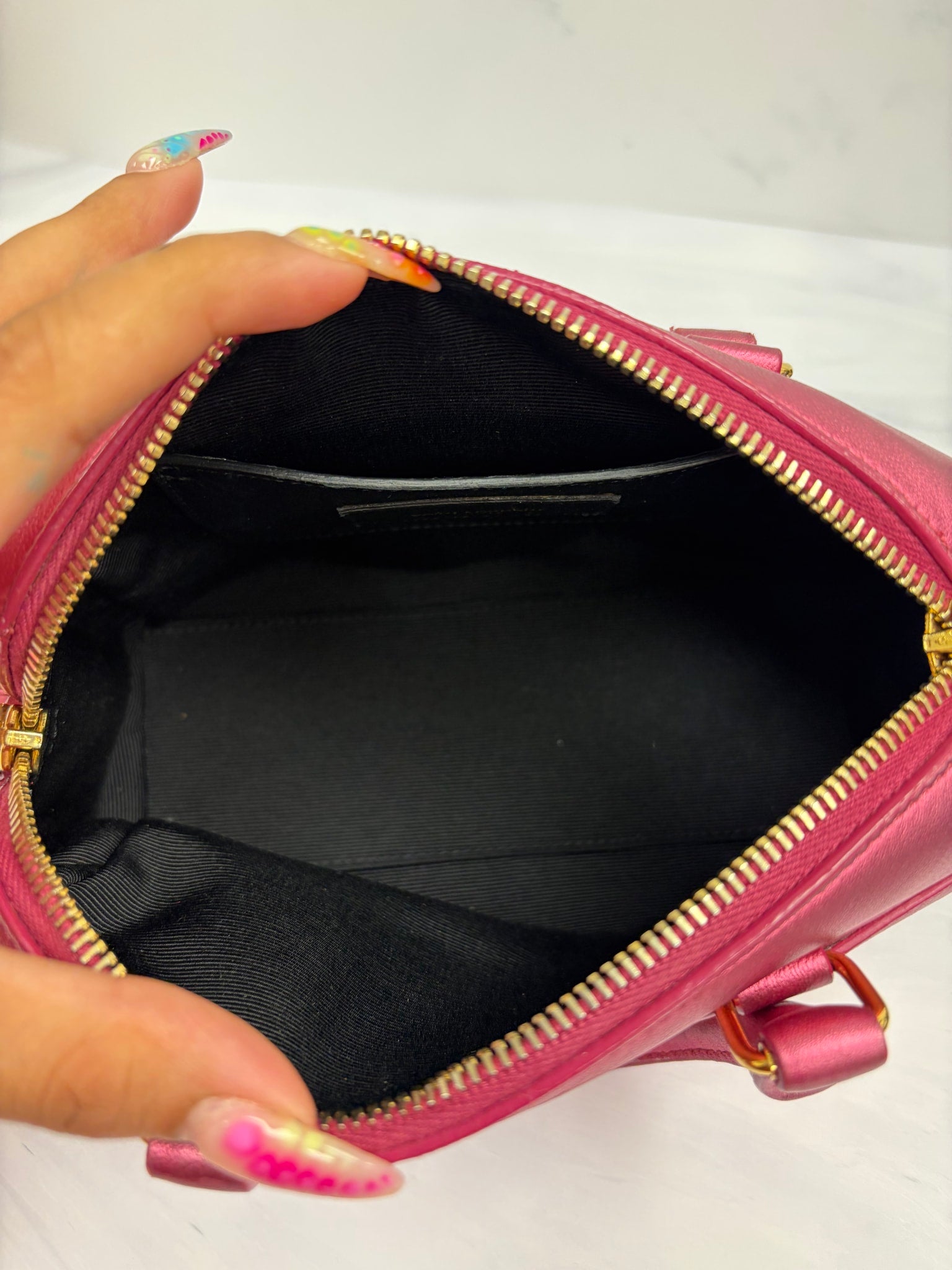 Saint Laurent YSL Metallic Pink Toy Duffle Bag