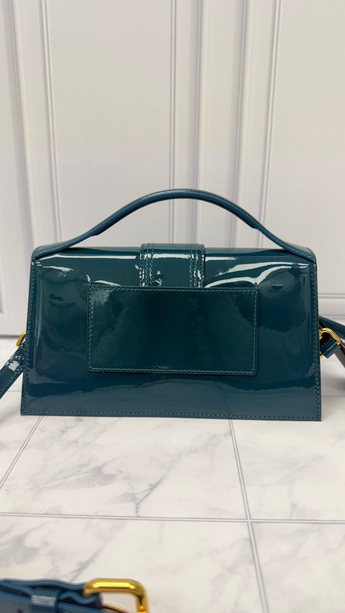 BRAND NEW - Jacquemus Turquoise Patent Leather Le Grand Bambino Handbag 2Way Handbag