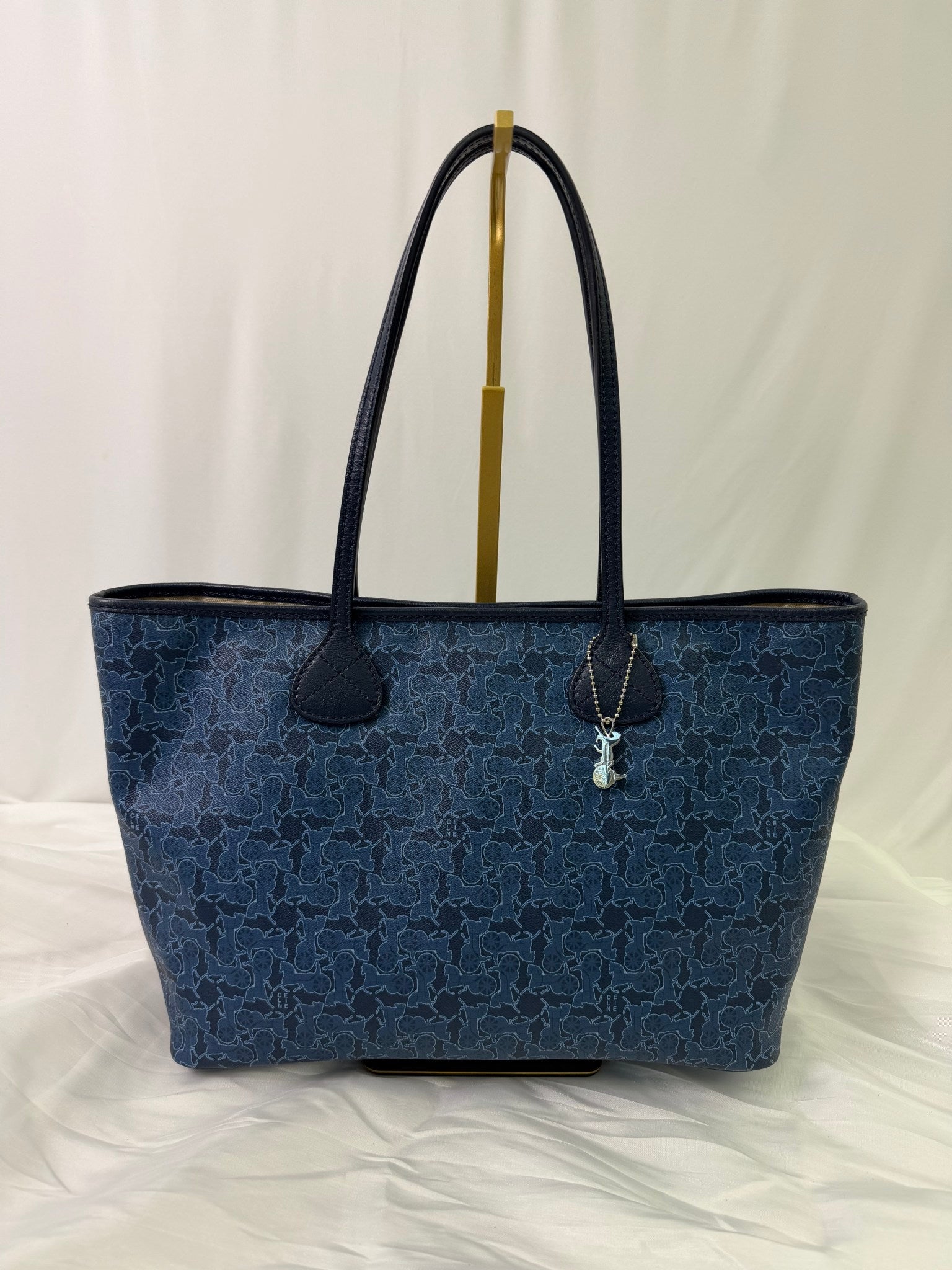 Celine Blue Coated Canvas Carriage Tote Bag