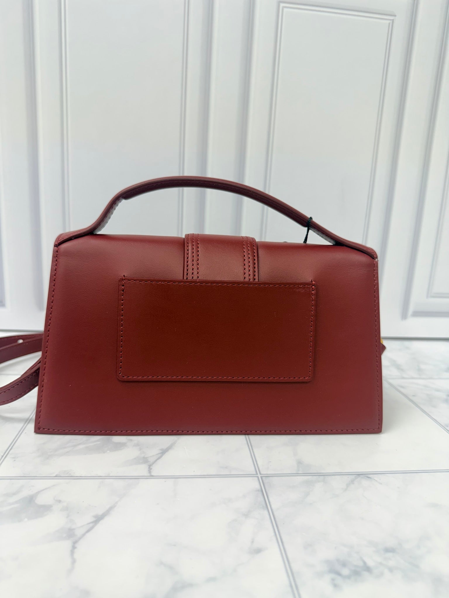 BRAND NEW - Jacquemus Burgundy Leather Le Grand Bambino 2Way Handbag