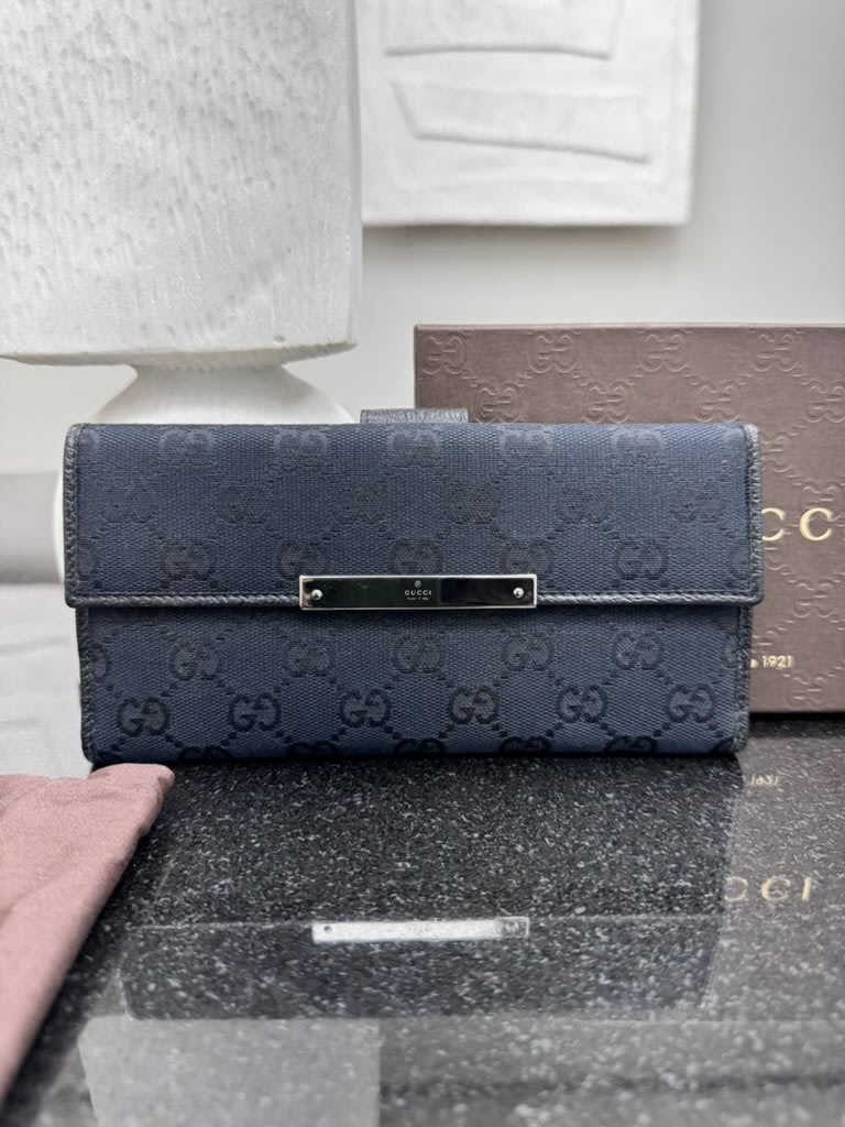 Gucci Black GG Supreme Canvas Long Wallet