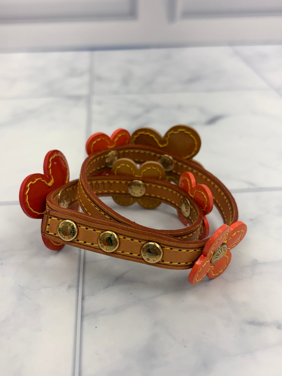 Louis Vuitton Multicolor Leather Lexington Flower Wrap Bracelet
