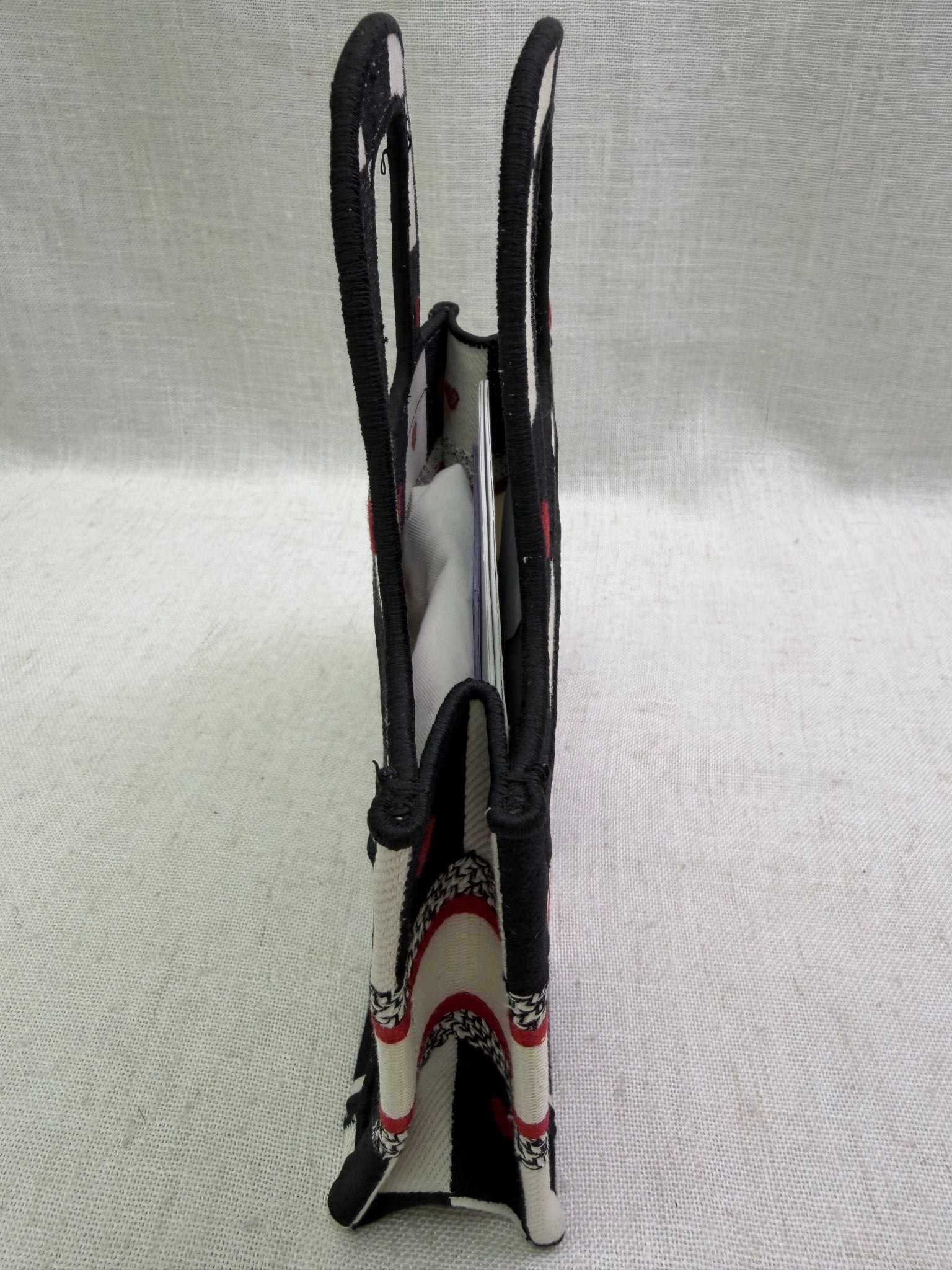 Like New- Christian Dior Black & White Checkered Heart Dioramour Mini Book Tote