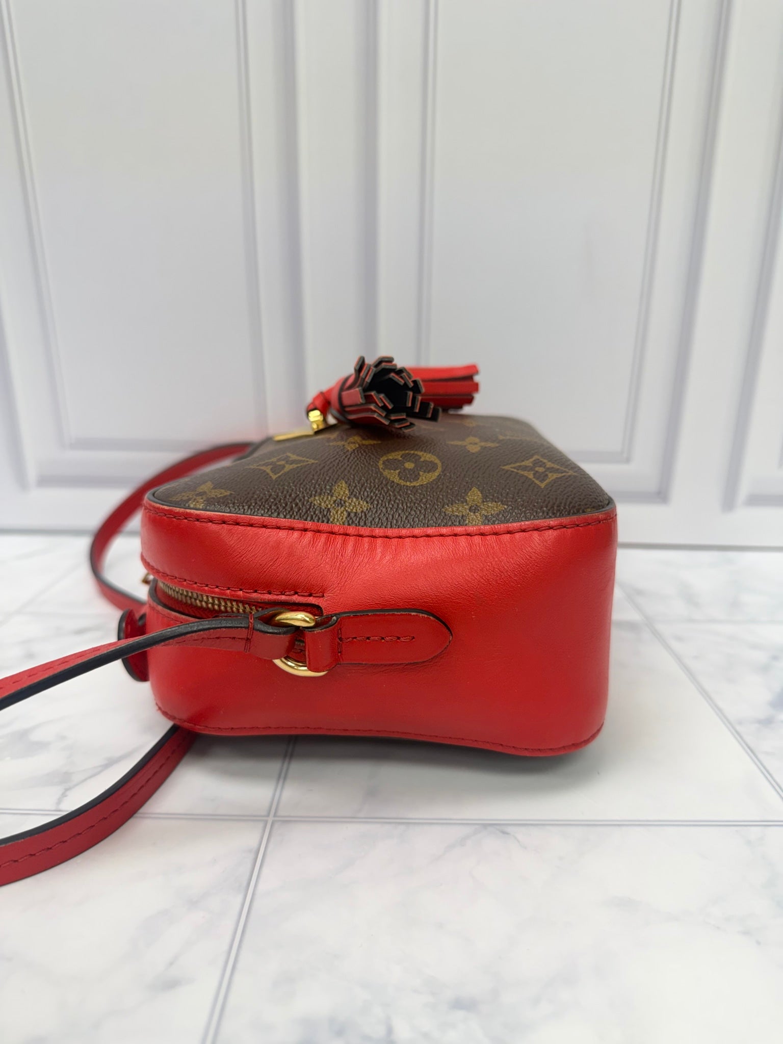 Louis Vuitton Monogram Red Leather Saintonge Crossbody Bag