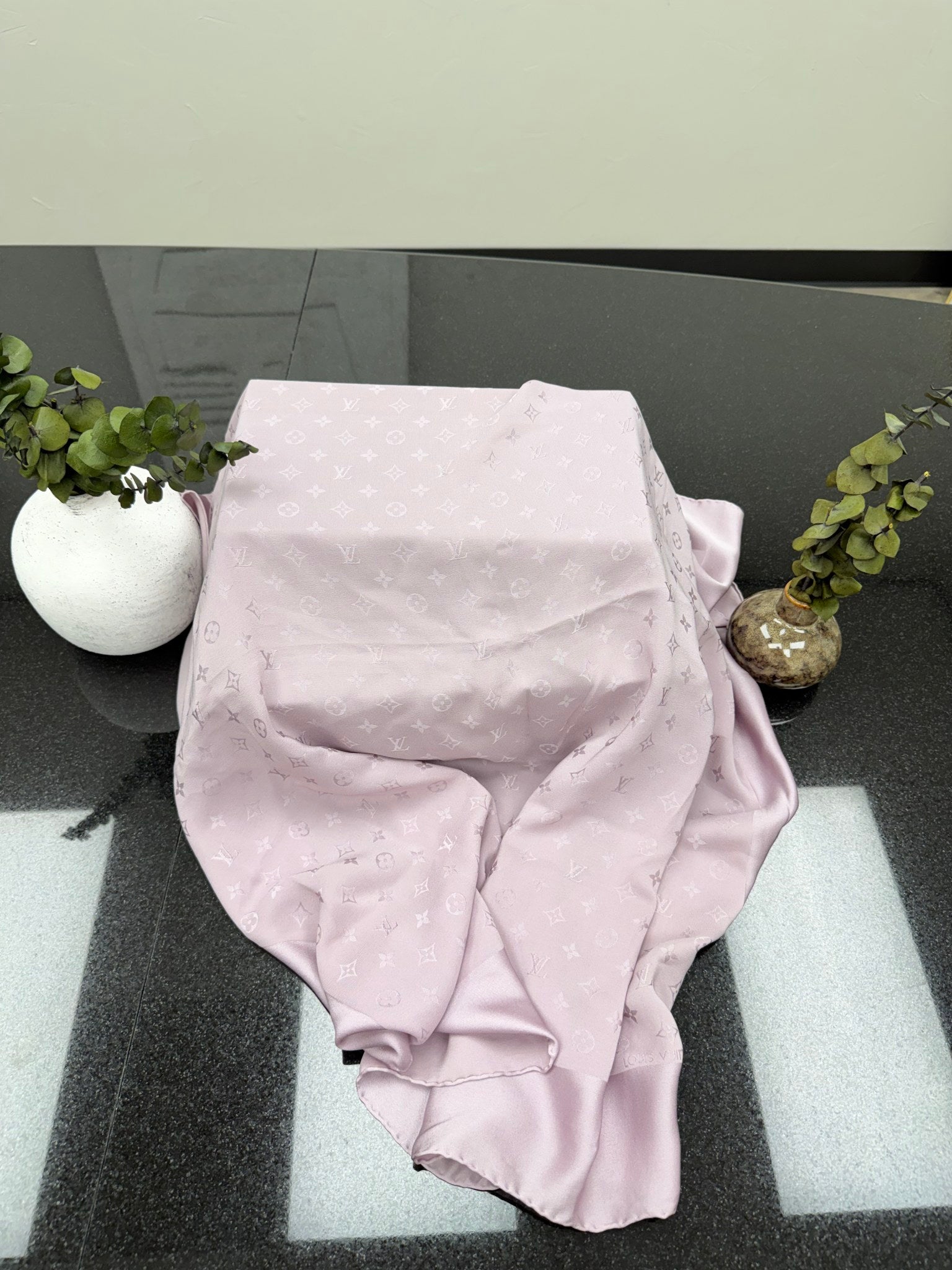 Louis Vuitton Monogram Lilac Silk Scarf