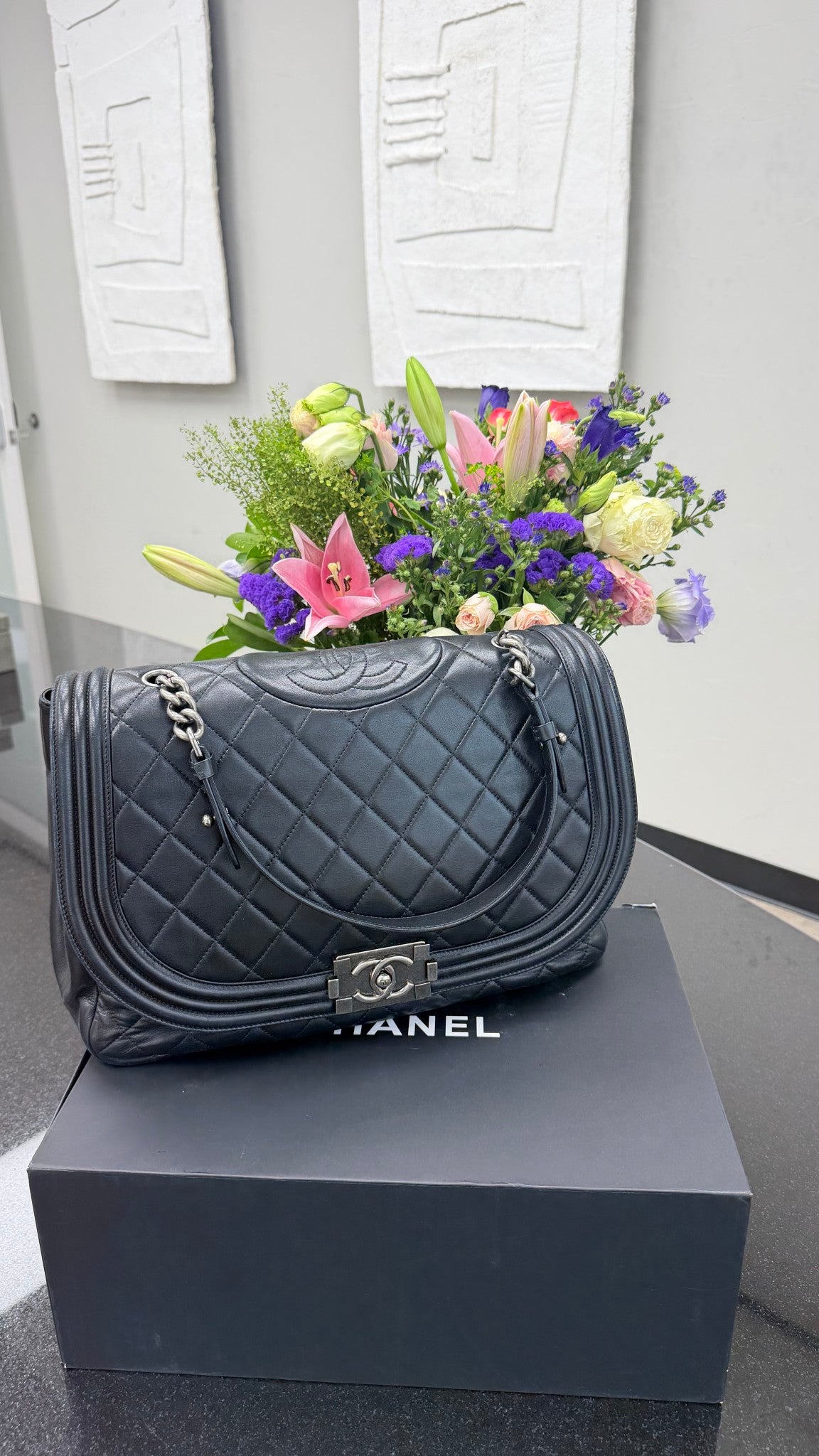 Chanel Black Quilted Lambskin Large Antik Boy Flap Bag