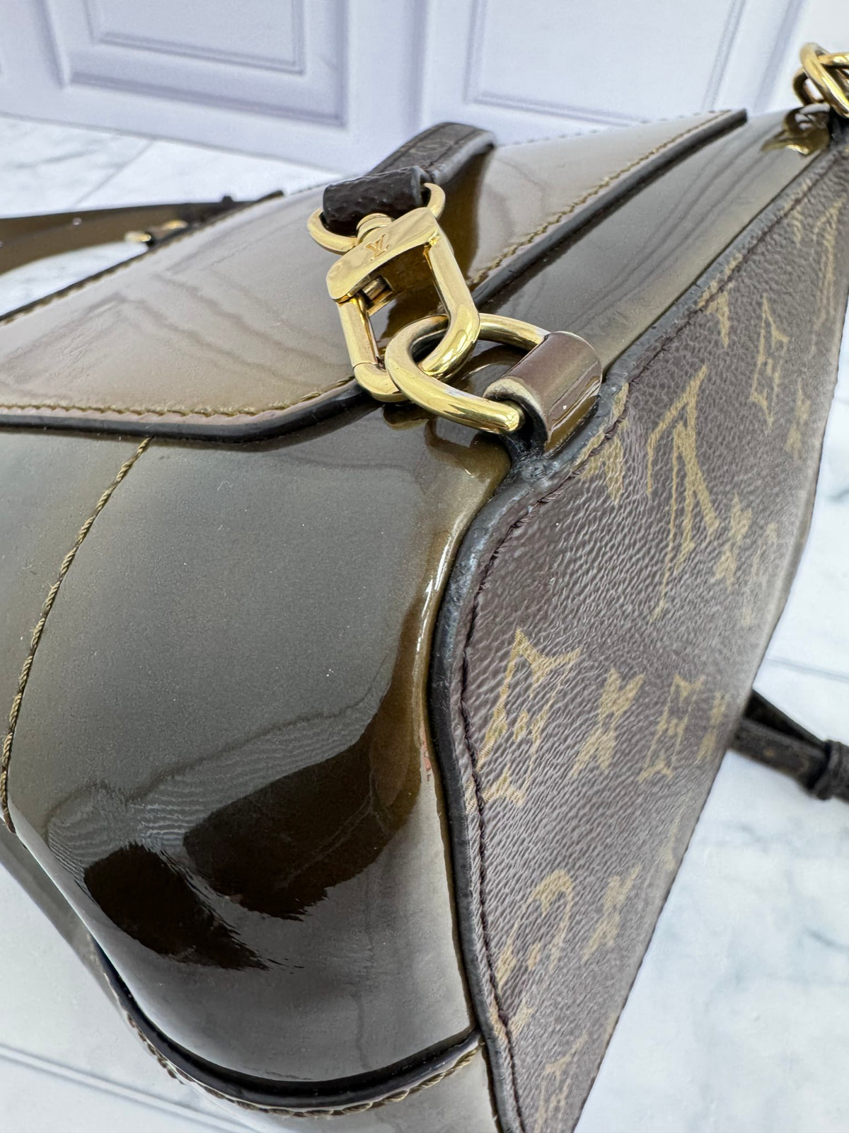 Louis Vuitton Olive Green Monogram Vernis Hot Springs Backpack