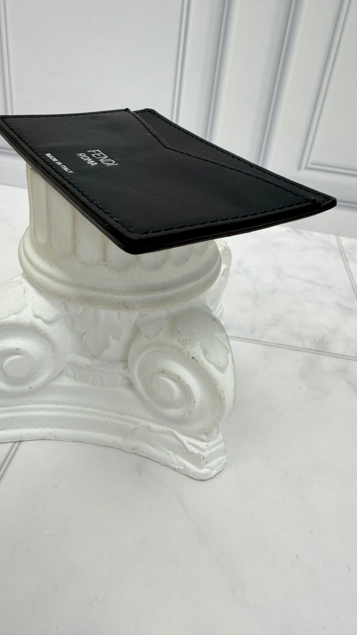 Fendi Zucca PVC & Black Leather Card Case