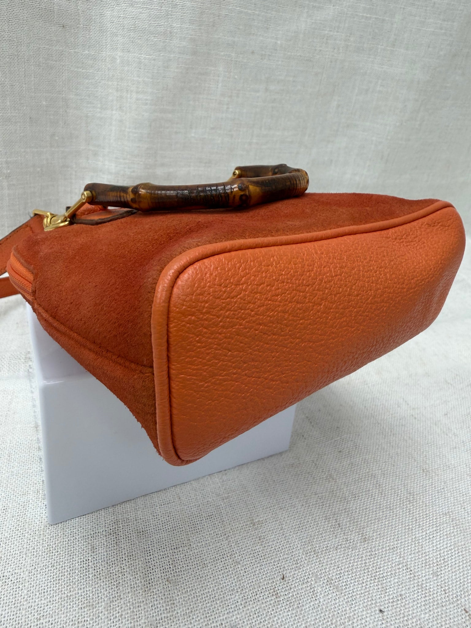 Gucci Orange Suede Bamboo Mini Dome 2way Bag