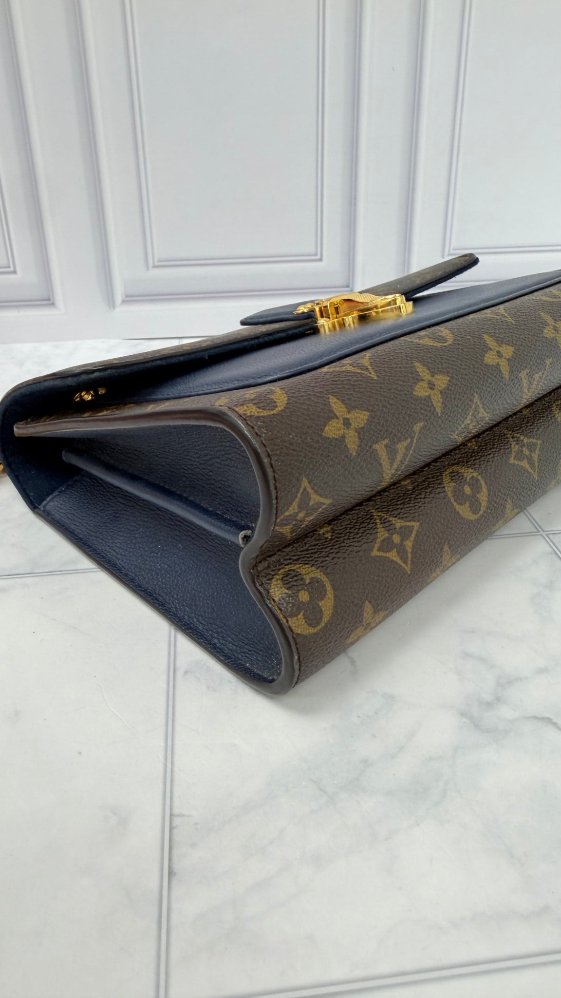 Louis Vuitton Navy Blue Monogram Victoire Chain Shoulder Bag