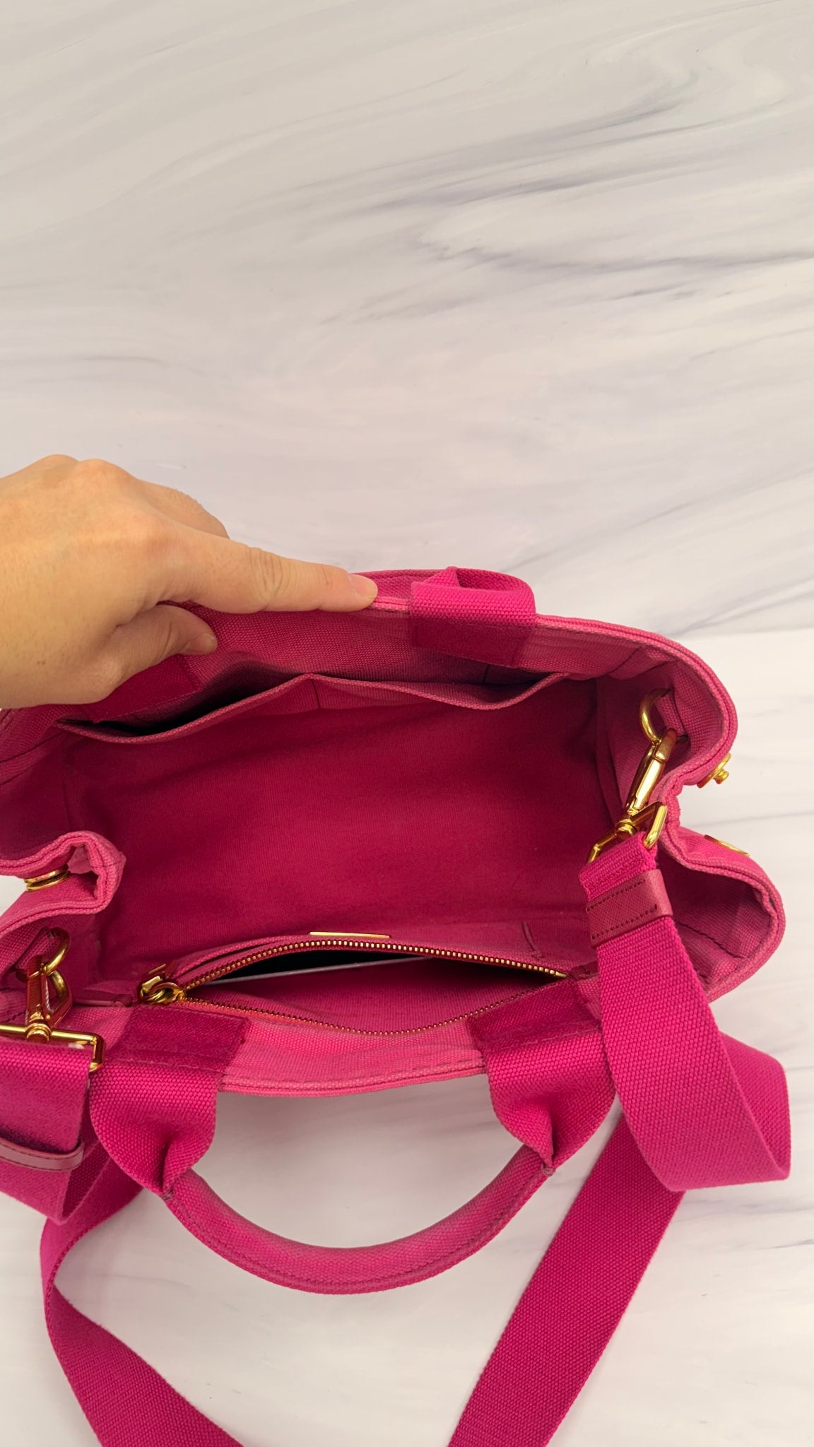 Prada Fuchsia Canvas Canape Small 2Way Tote Bag