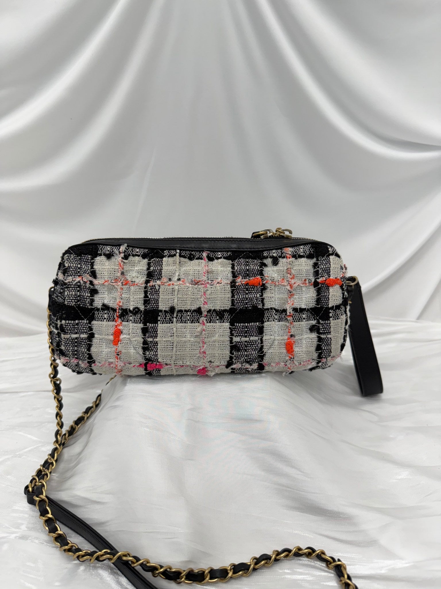 Chanel Multicolor Tweed & Calfskin Signe Bowling Bag