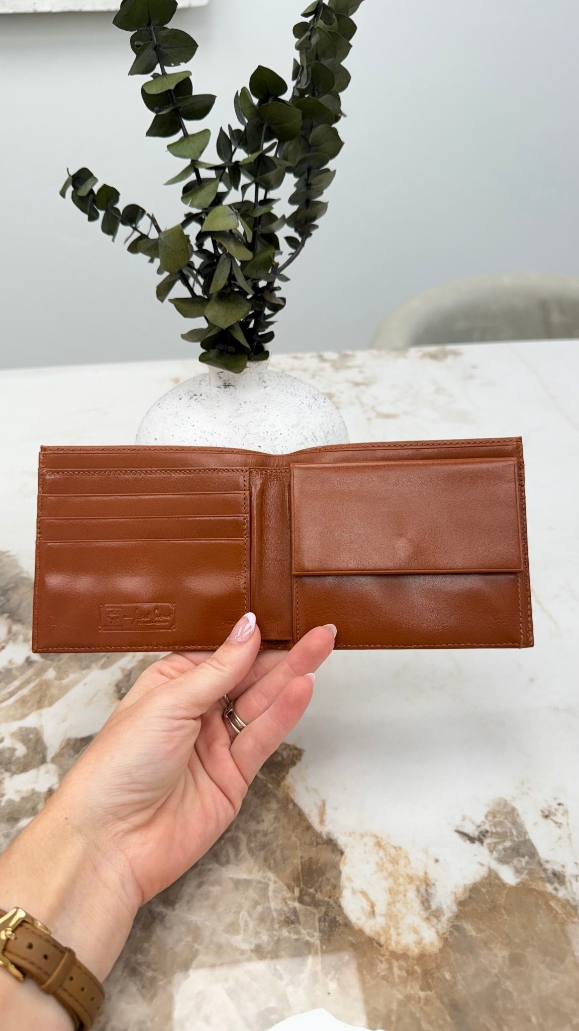MCM Cognac Visetos Leather Bifold