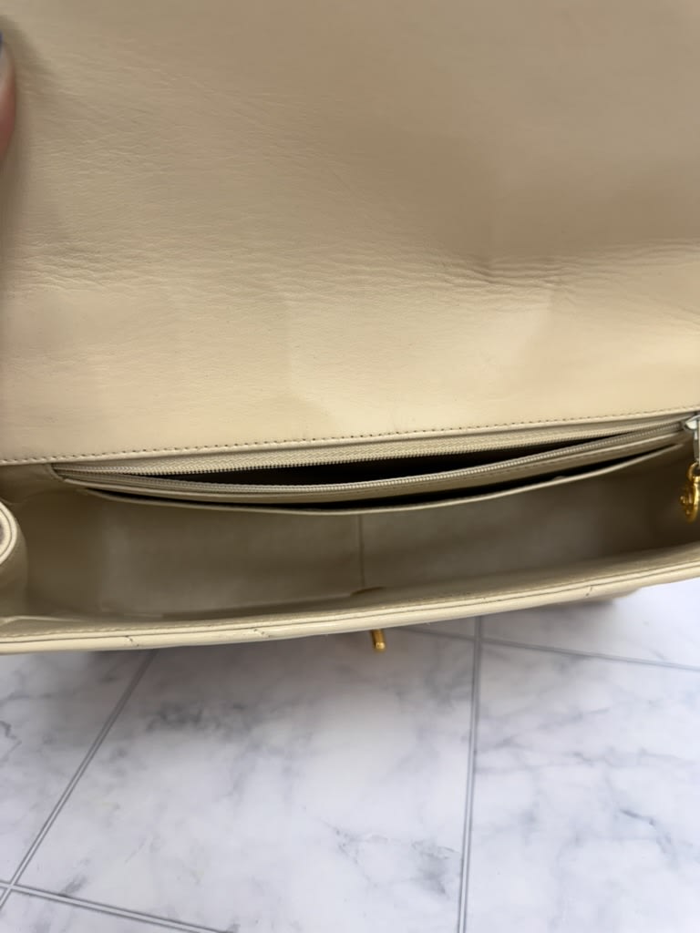 Chanel Beige Chevron Quilted Leather V-Flap Envelope Shoulder Bag
