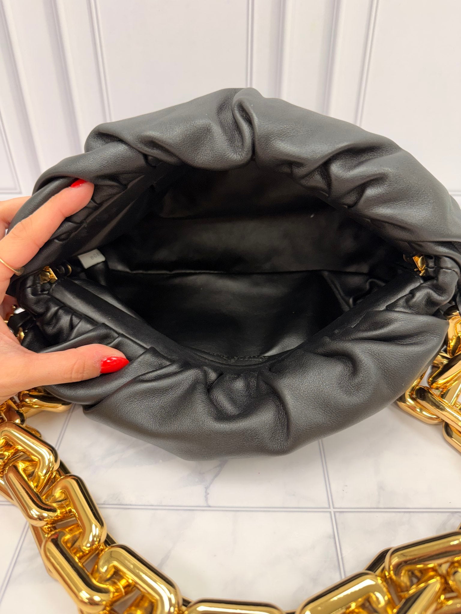 Bottega Veneta Black Calfskin & Gold The Chain Pouch