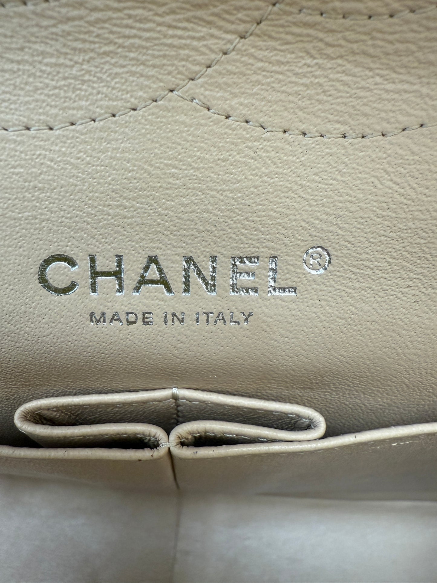 Chanel Beige Quilted Lambskin Jumbo Double Flap Bag