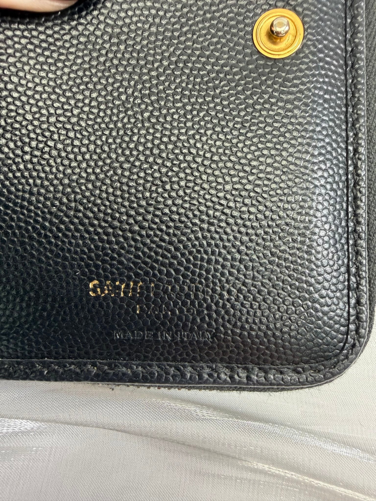 Saint Laurent YSL Black Pebbled Leather Compact Zip Around Wallet