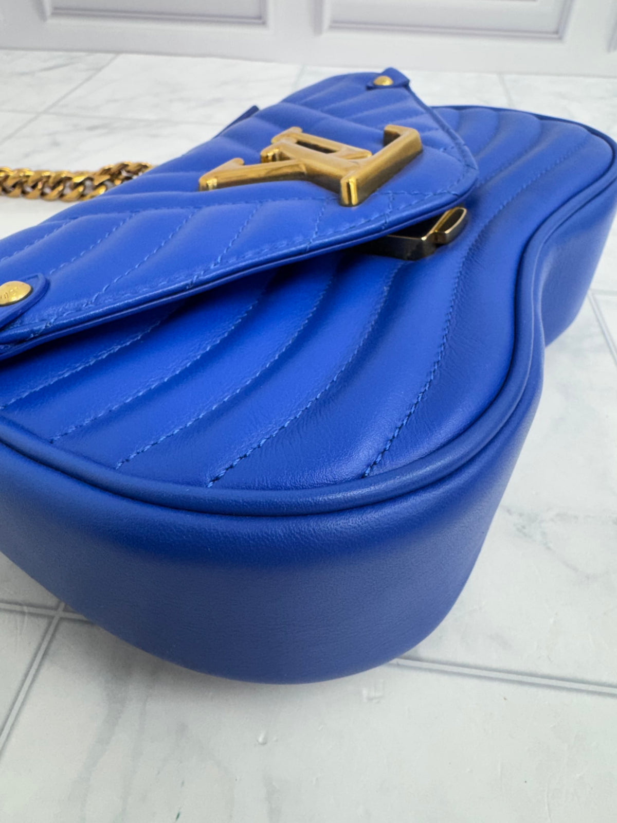 LIKE NEW - Louis Vuitton Blue Quilted Leather New Wave Bag PM